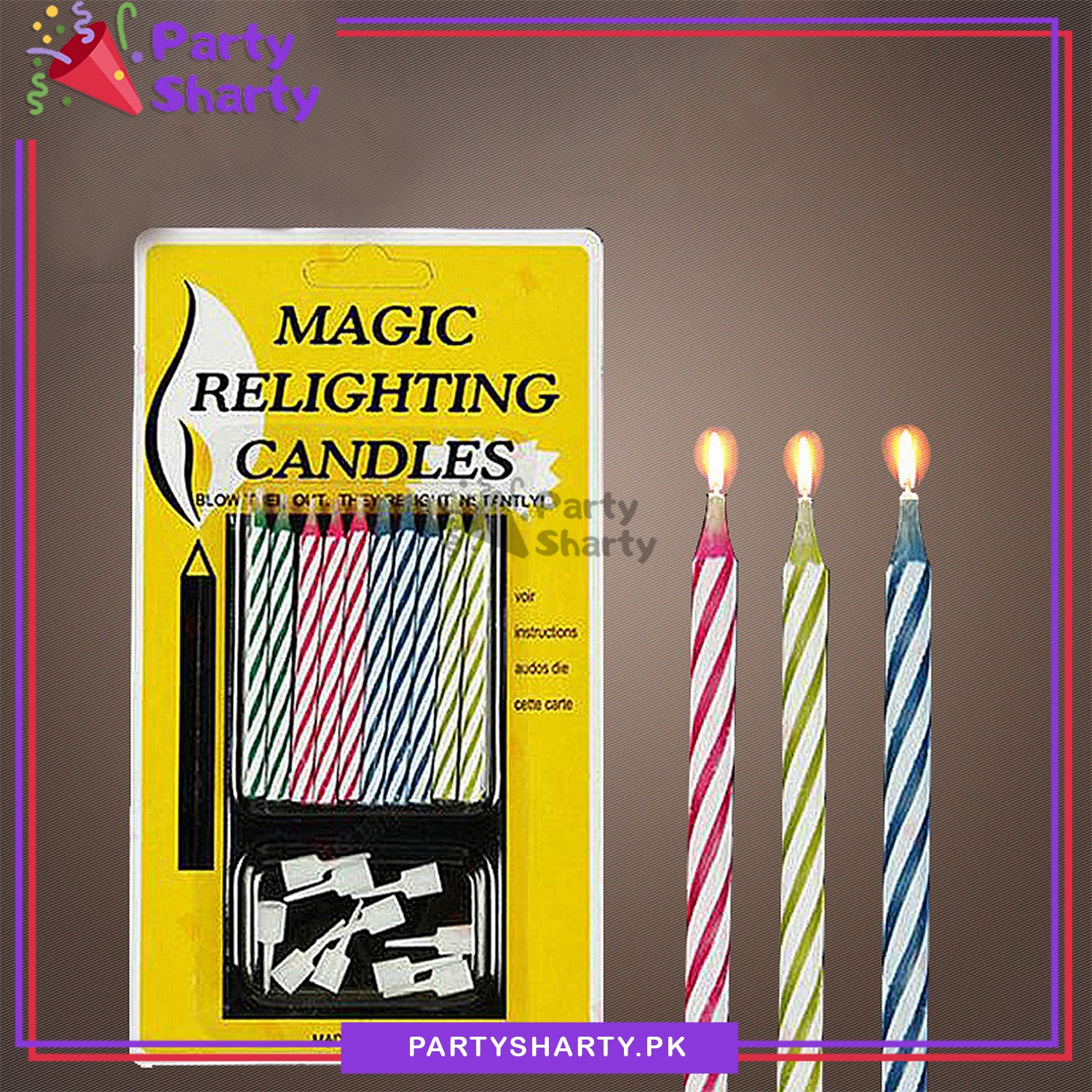 Pack of 10 Magic Candles For Creative Birthday Cake Candle / Party Supplies