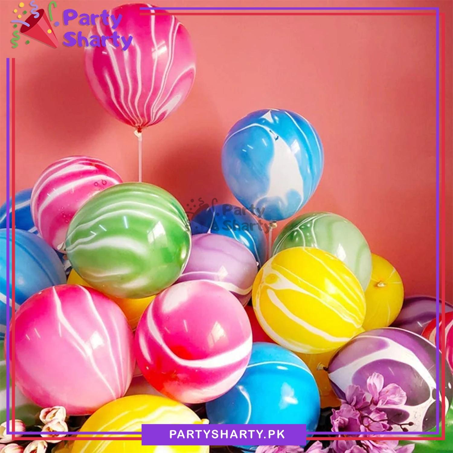 Marble / Agate Balloons Tie Dye Latex Balloons Multi Colors Marble Tie Dye Swirl Party Balloons For Party Decoration and Celebration