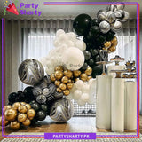 100pcs Metallic Black, White & Golden With Marble ORBZ Foil Balloon Garland Arch Kit For Party Event Decoration