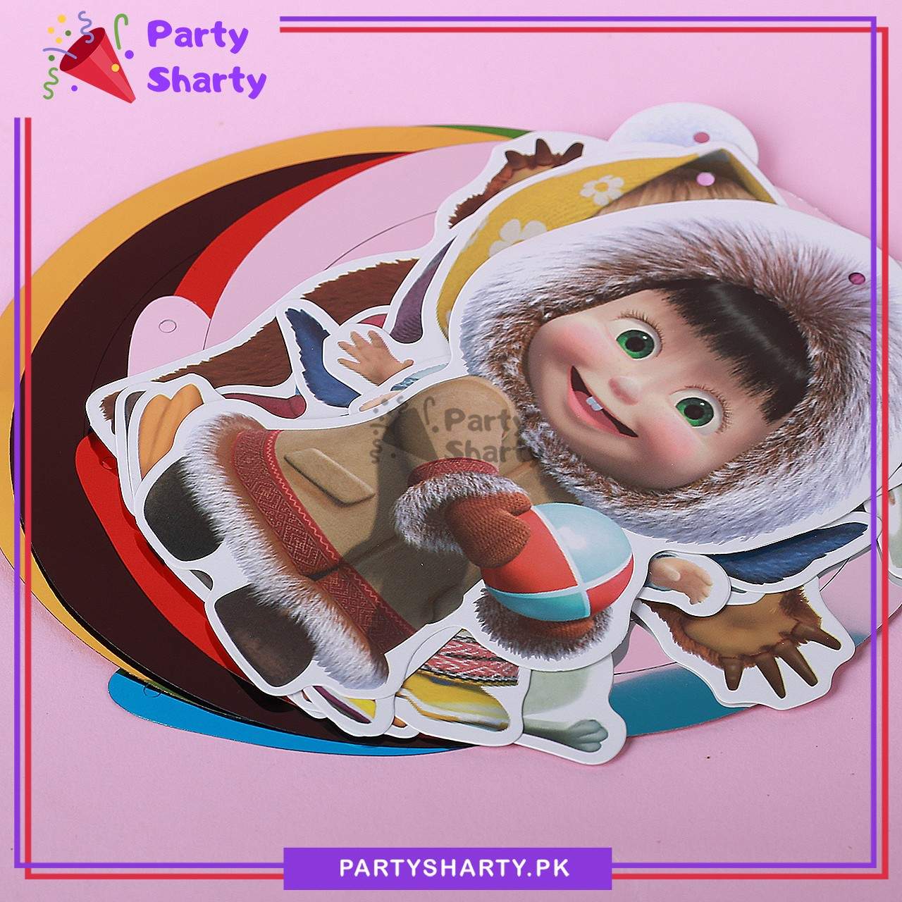 Masha & The Bear Theme Hanging Swirls (Pack of 6) For Birthday Party and Decoration