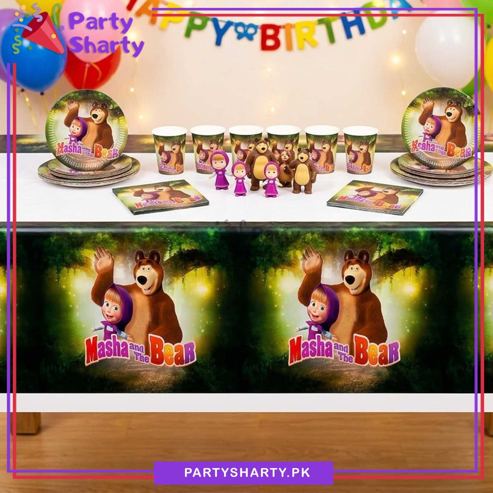 Masha & The Bear Table Cover for Masha & The Bear Theme Party Table Decoration