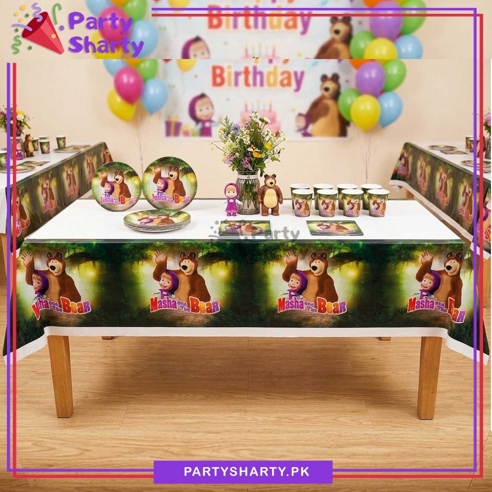 Masha & The Bear Table Cover for Masha & The Bear Theme Party Table Decoration
