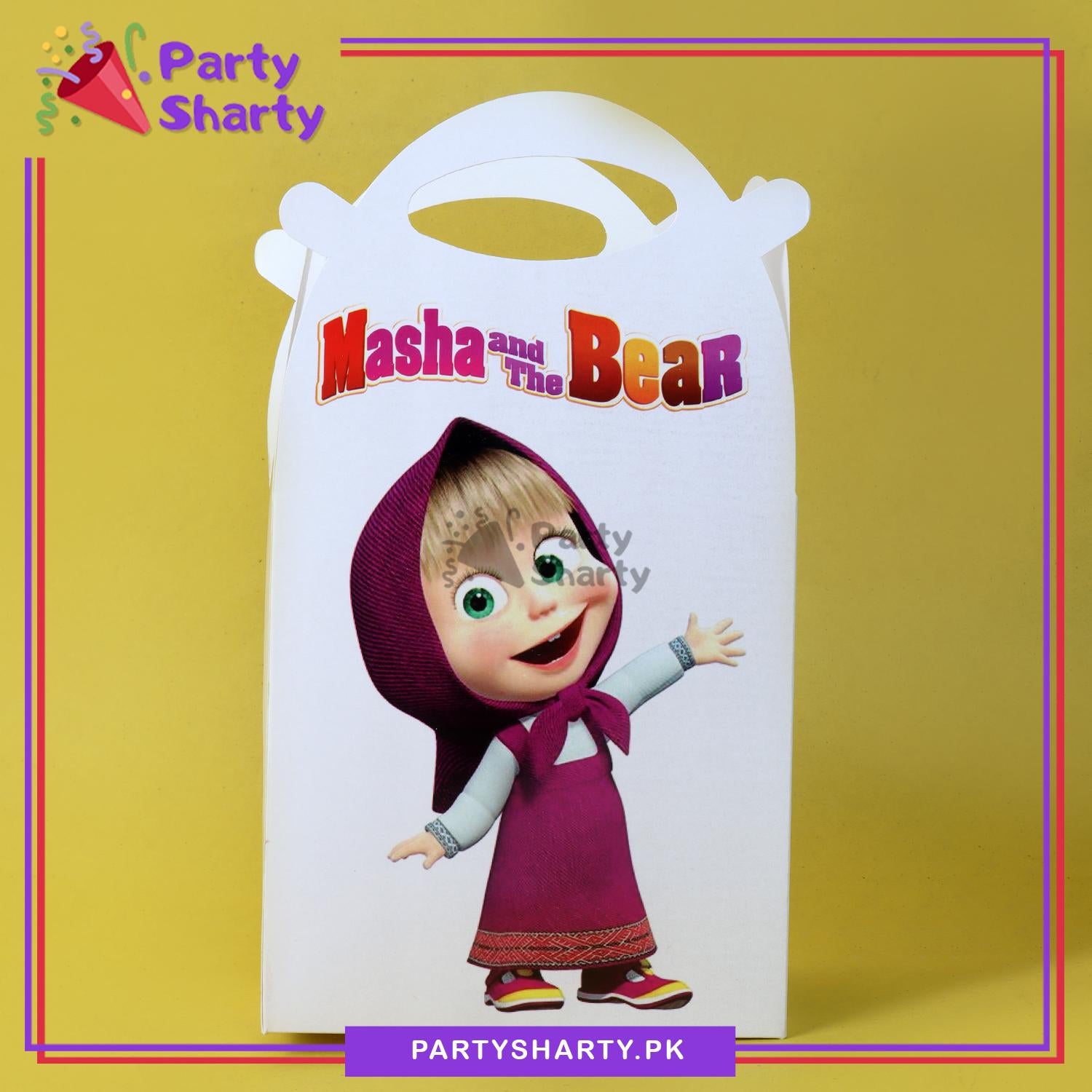 Masha & The Bear Theme Goody Boxes Pack of 6 For Theme Birthday Decoration and Celebration