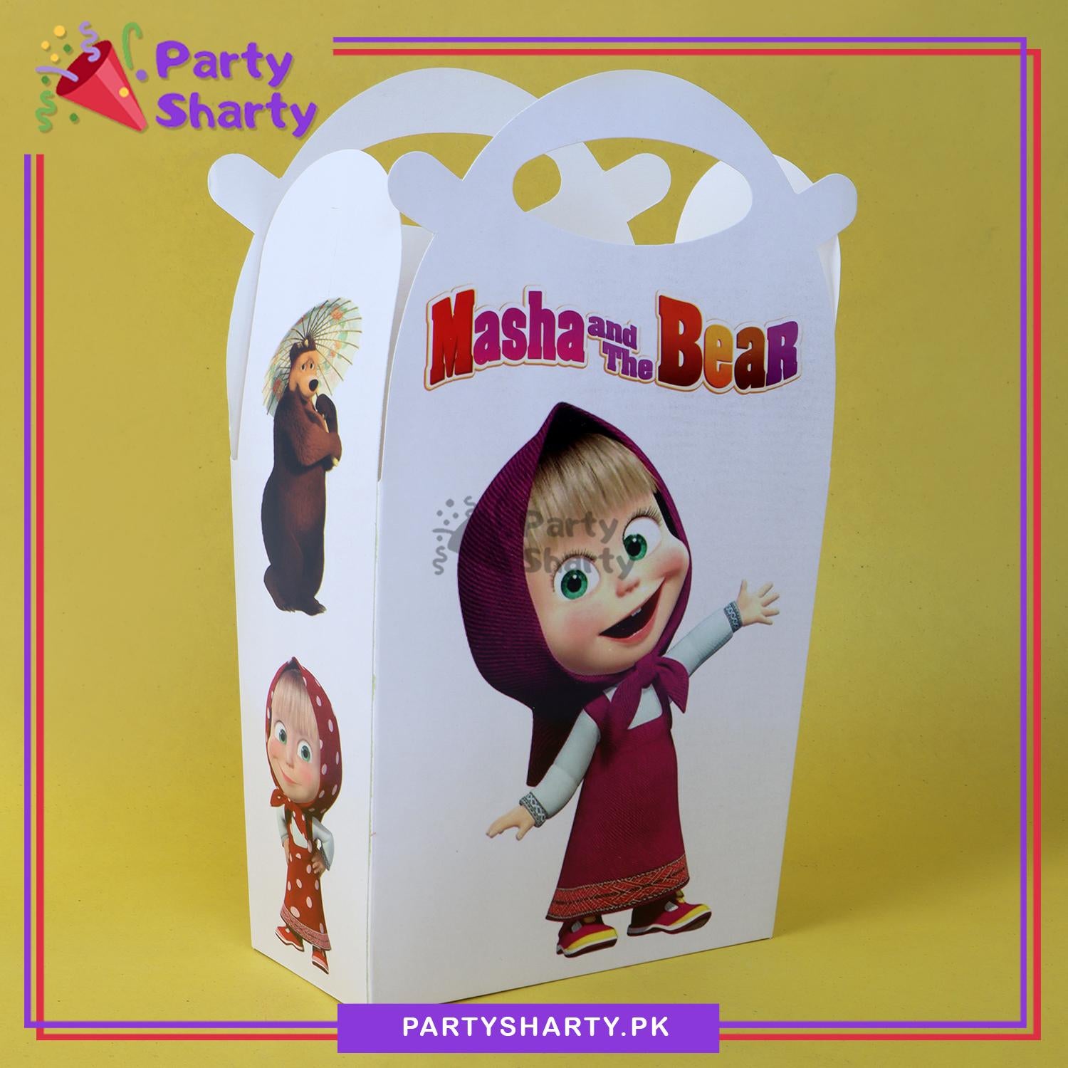 Masha & The Bear Theme Goody Boxes Pack of 6 For Theme Birthday Decoration and Celebration