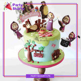 Masha & The Bear Theme Cake Topper Set of 6 for Theme Birthday Decoration and Celebration