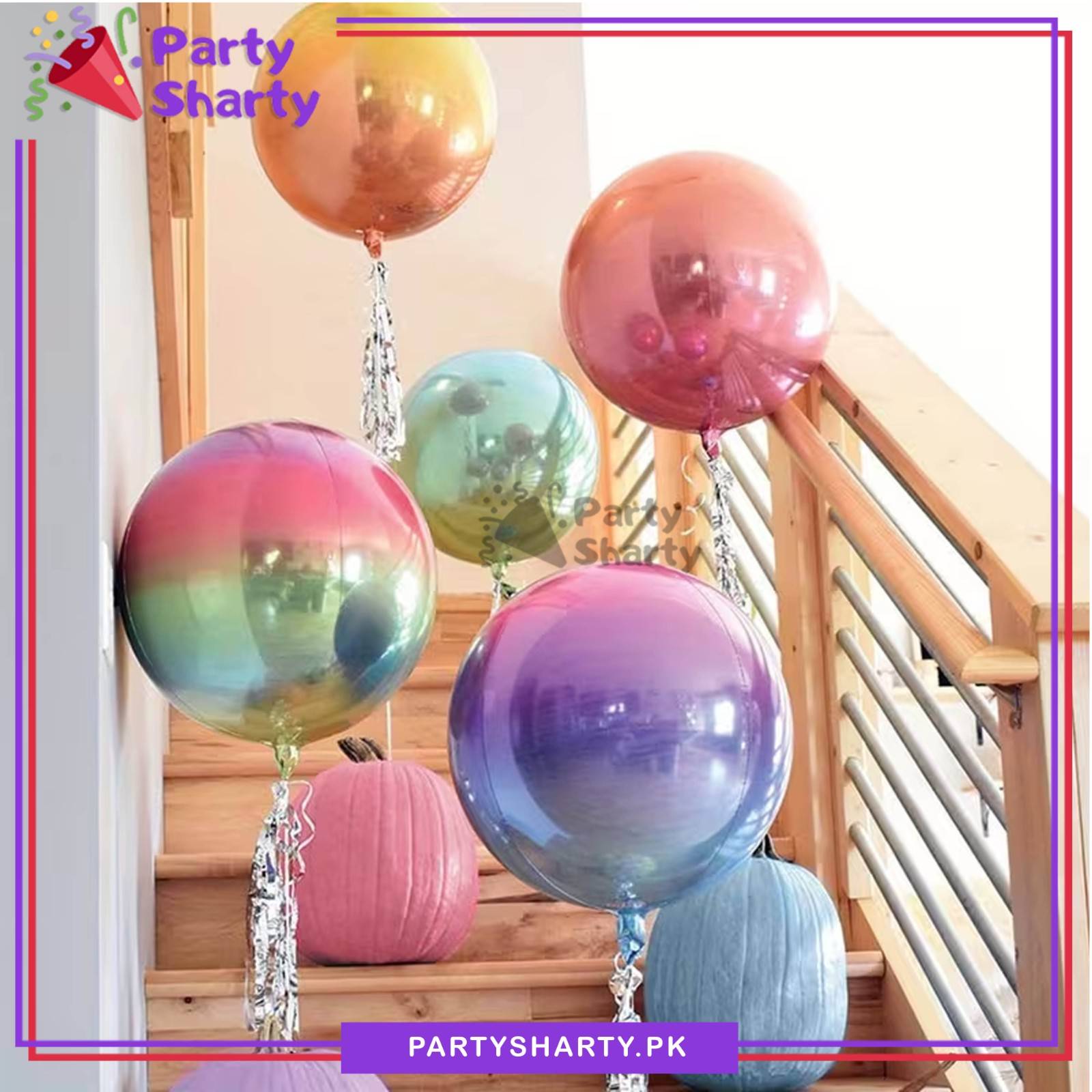 Gradient Color Print 4D ORBZ Foil Air & Helium Balloon For Party Decoration