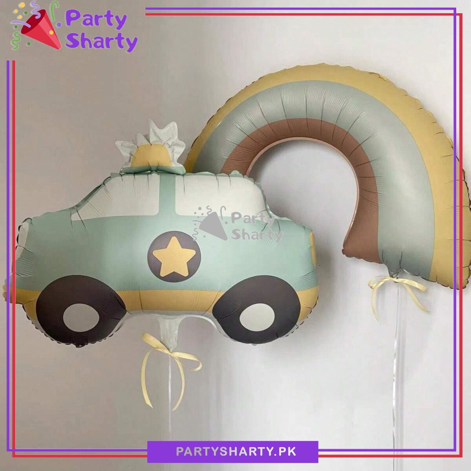 Matte Color Police Car Foil Balloon for Police / Transport Theme Birthday Party Decoration and Celebration
