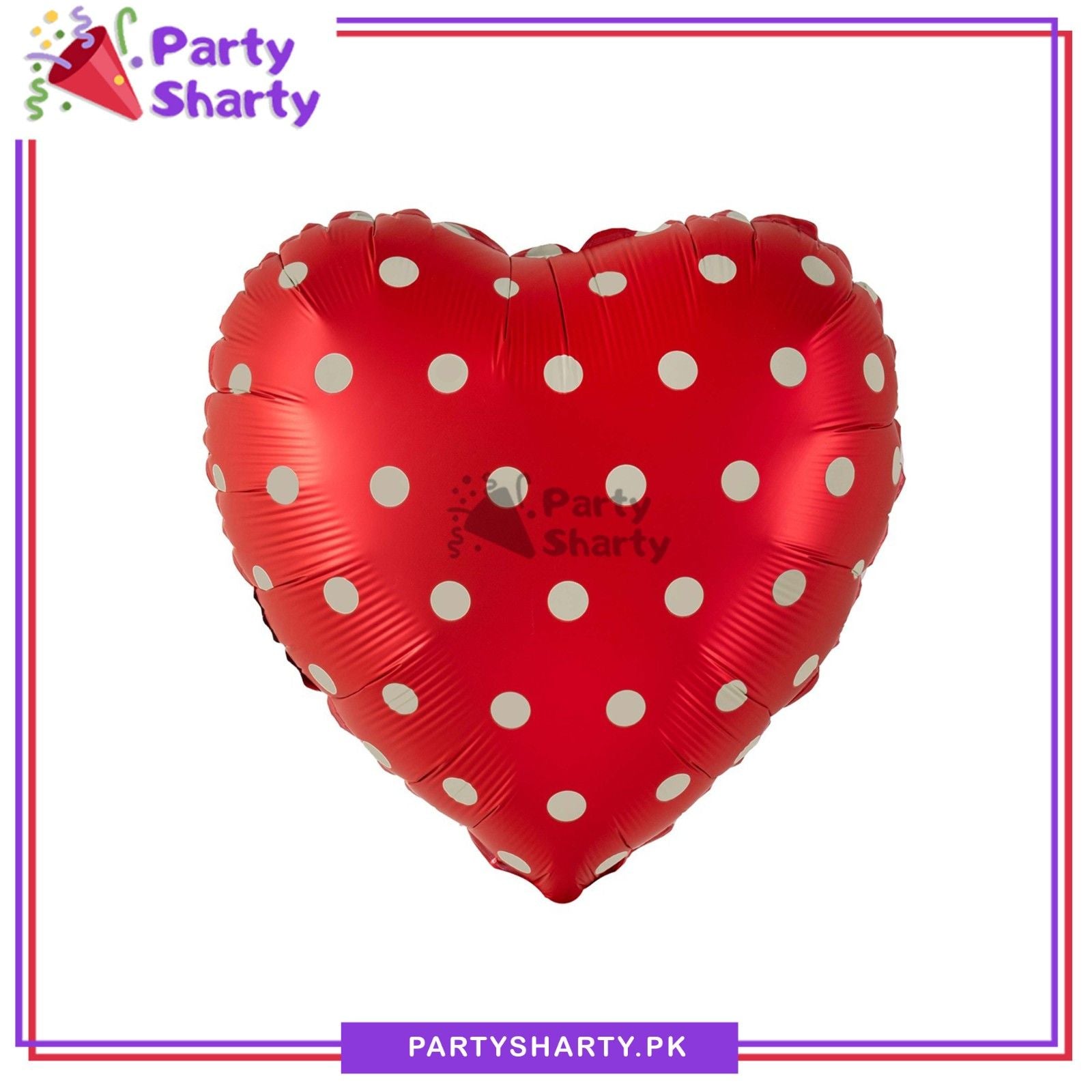 Matte Color Polka Dots Printed Heart Foil Balloon For Party & Event Decoration