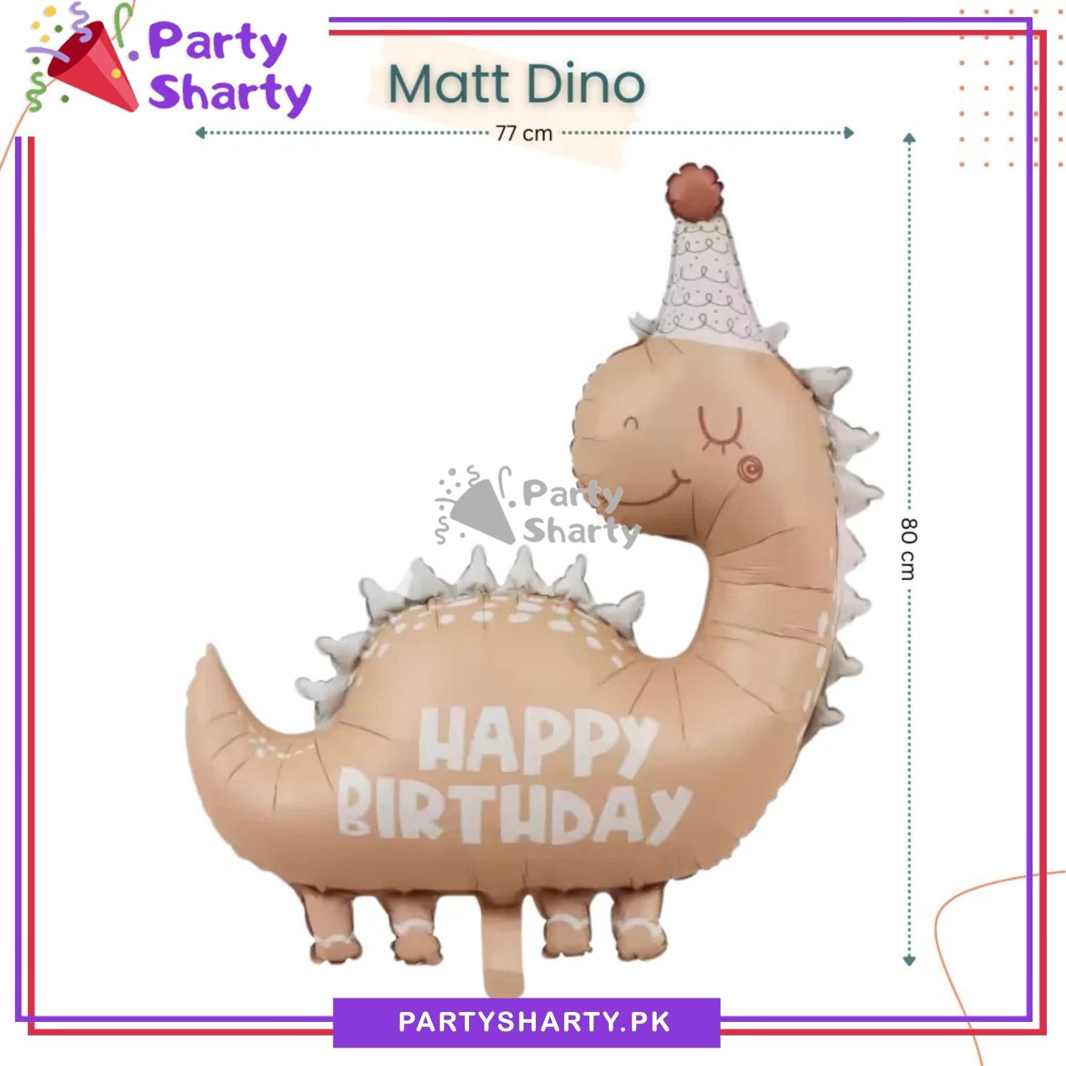 Matte Cream HBD Dinosaur Shaped Foil Balloon for Dinosaur / Dragon Theme Party Decoration