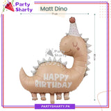Matte Cream HBD Dinosaur Shaped Foil Balloon for Dinosaur / Dragon Theme Party Decoration