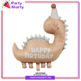 Matte Cream HBD Dinosaur Shaped Foil Balloon for Dinosaur / Dragon Theme Party Decoration