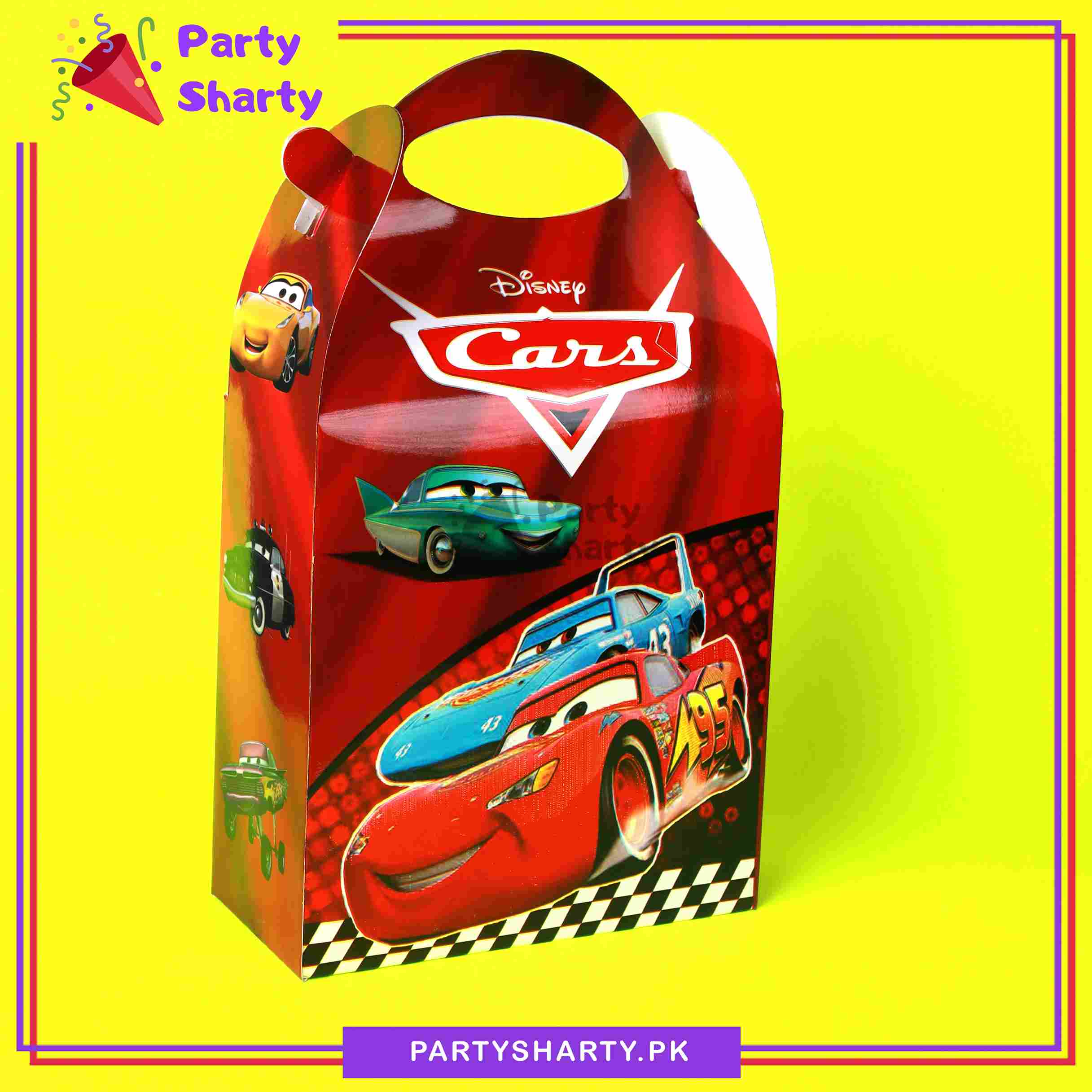Mcqueen Cars Theme Goody Boxes Pack of 6 For Car Theme Birthday Decoration and Celebration