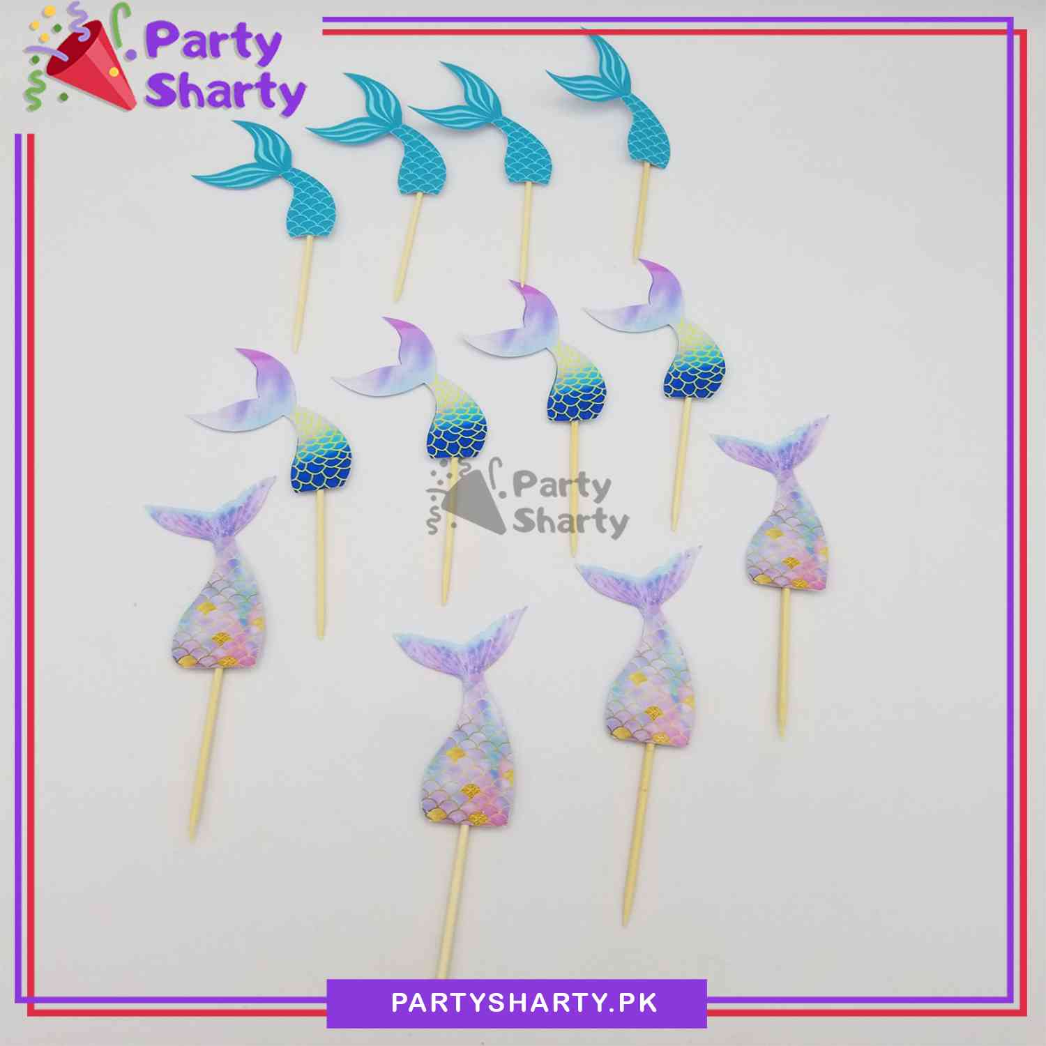 Mermaid Tail Cup Cake Topper For Mermaid Birthday Theme Party and Decoration