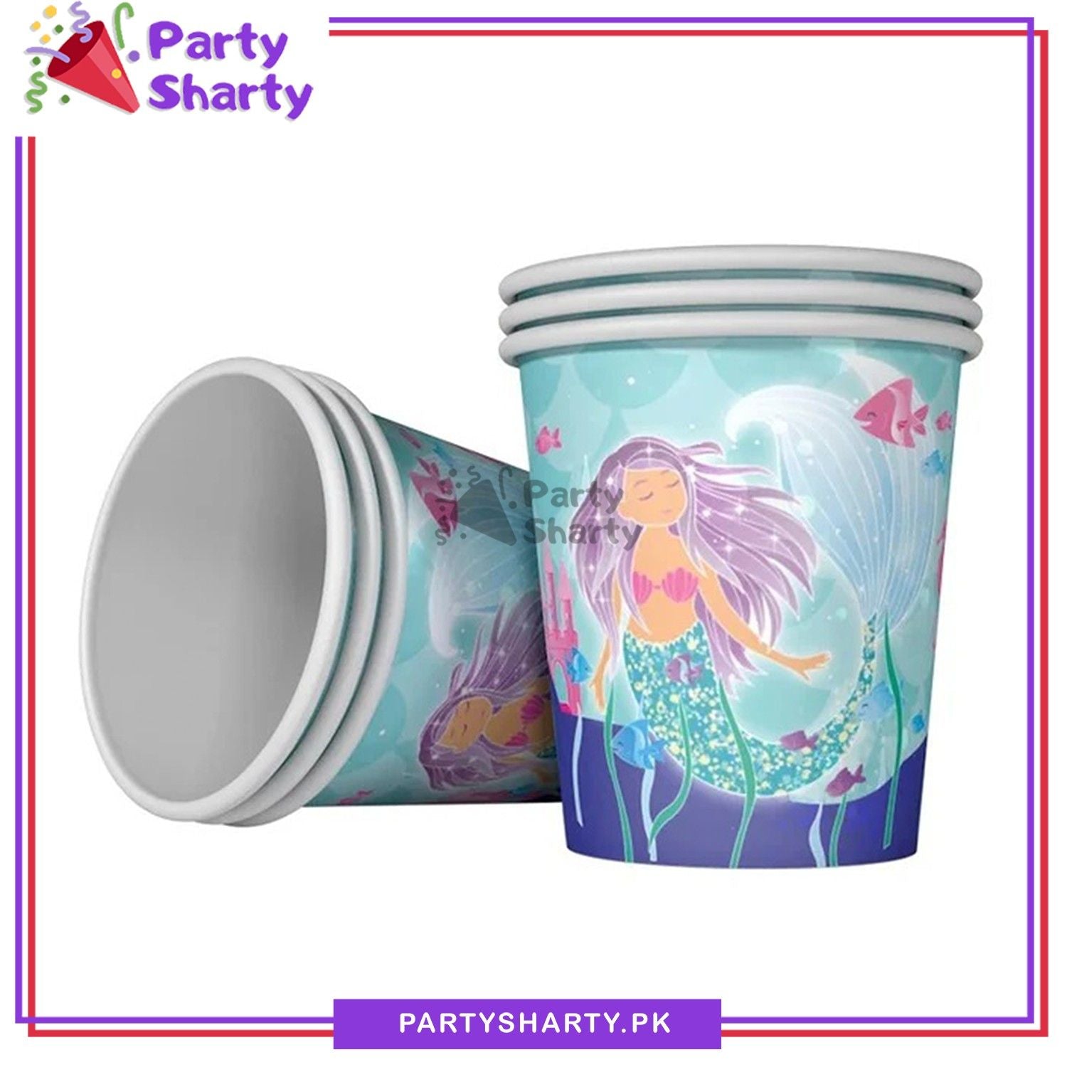 Mermaid Theme Birthday Party Paper Cups / Glass for Themed Cake Paper Dessert Party Supplies and Decorations
