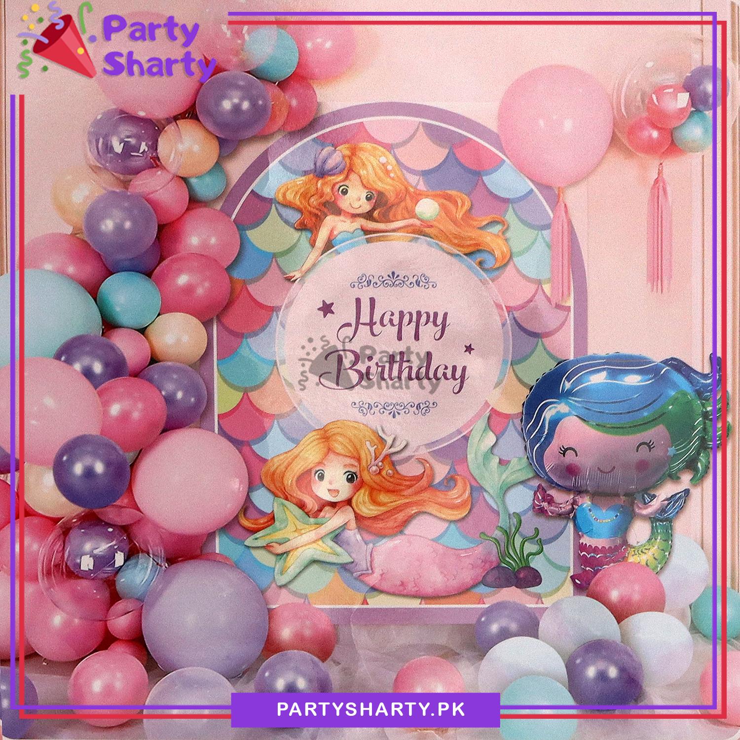 Happy Birthday Little Mermaid Theme Set for Theme Based Birthday Decoration and Celebration