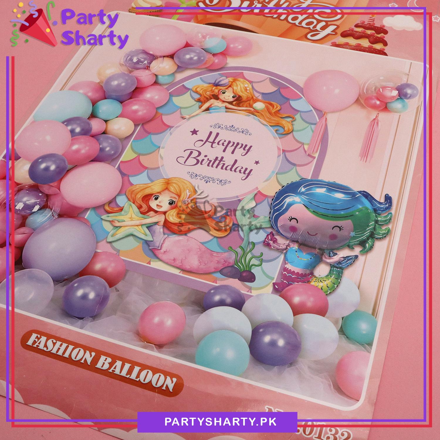 Happy Birthday Little Mermaid Theme Set for Theme Based Birthday Decoration and Celebration
