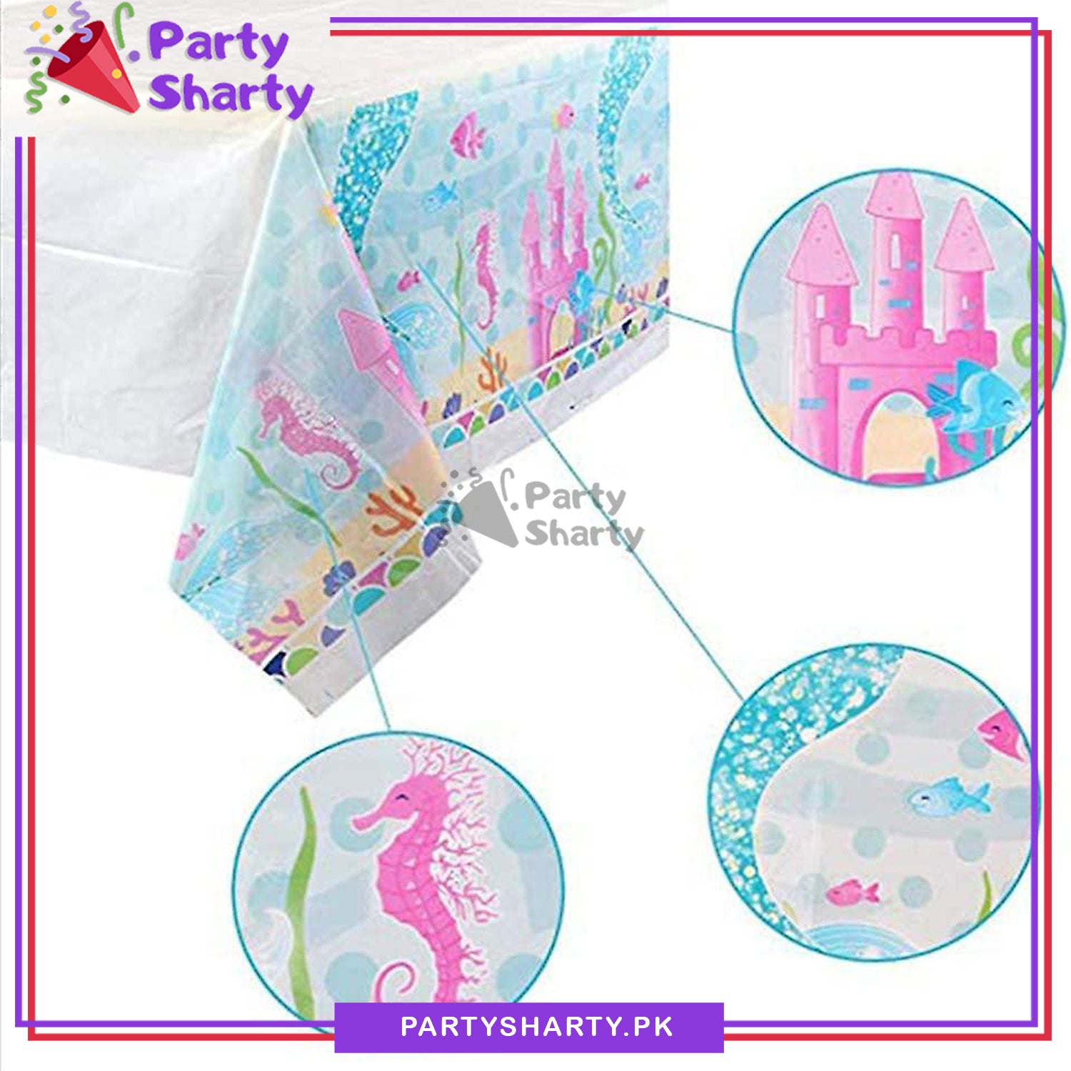 Mermaid / Under the Sea Theme Table Cover for Birthday Party and Decoration