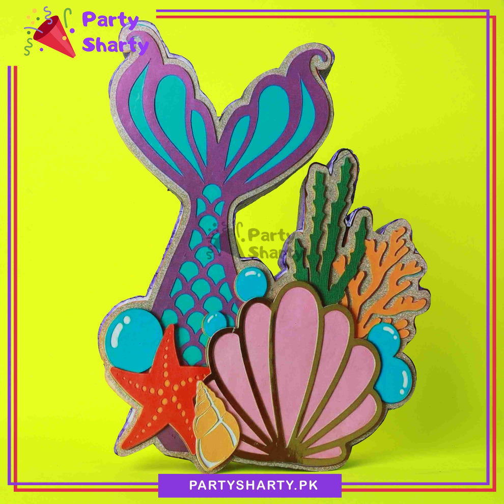 Mermaid Tail & Shell Thermocol Standee For Mermaid Theme Based Birthda ...