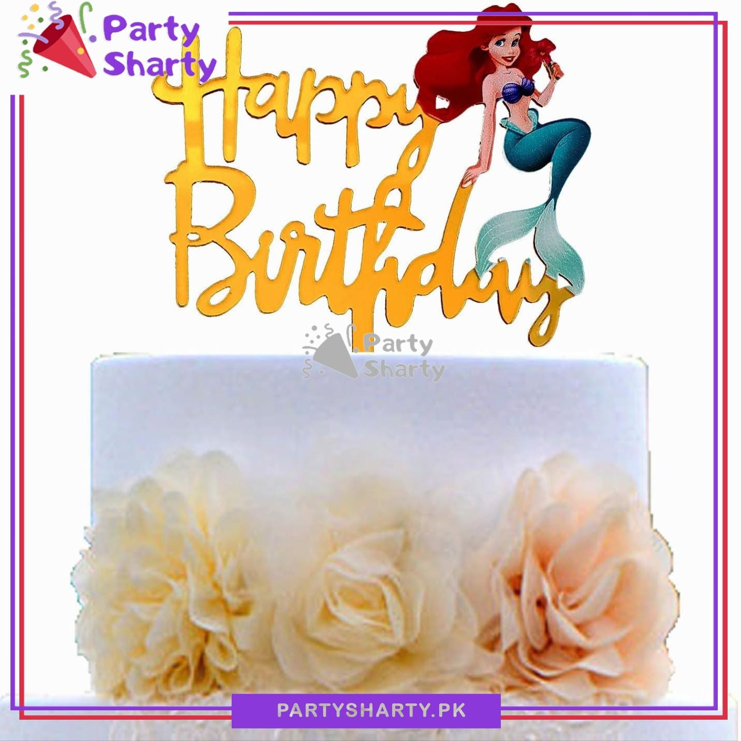 Mermaid Theme Acrylic Cake Topper For Birthday Party Celebration and Decoration