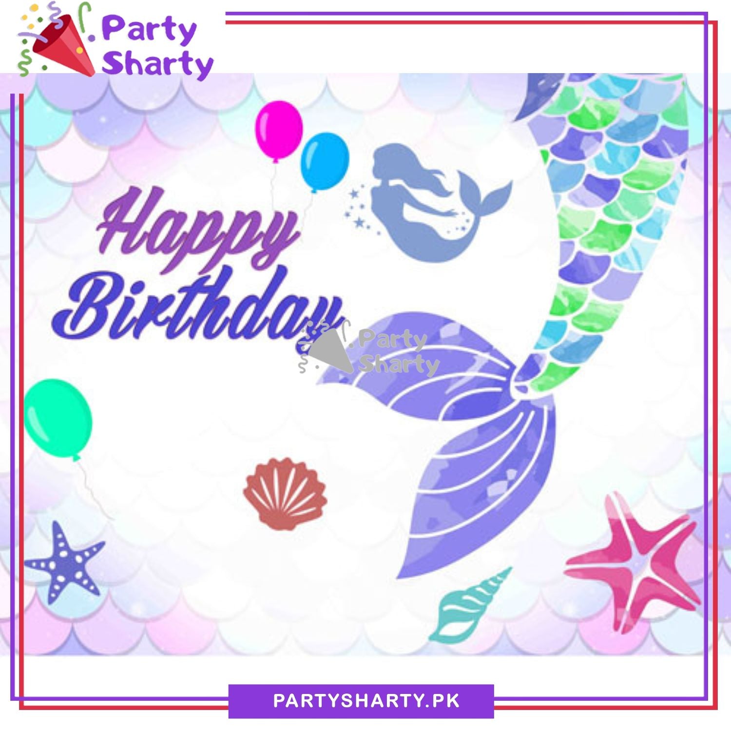 Mermaid Theme Backdrop For Mermaid Theme Birthday Decoration and Celebration