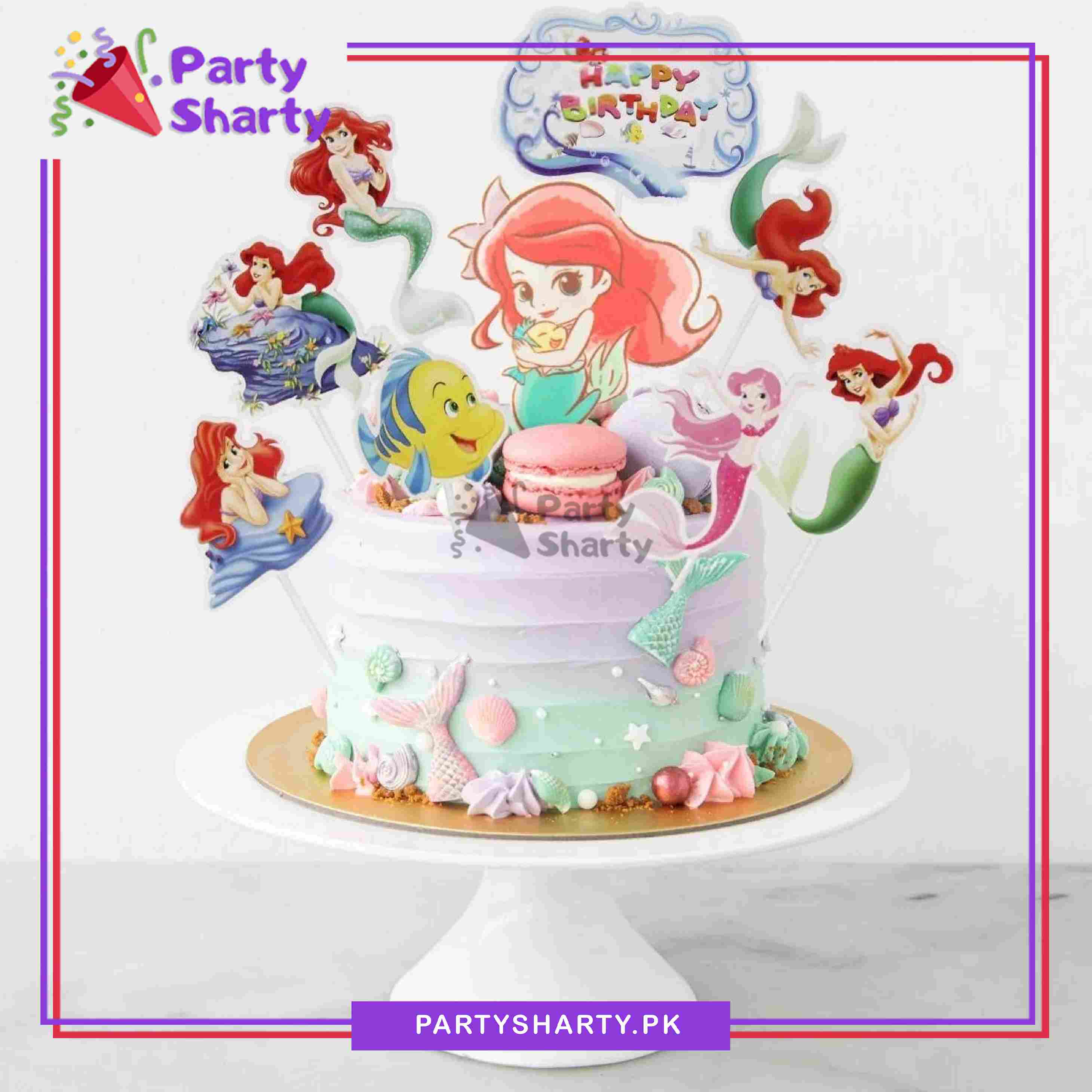 Mermaid Theme Cake Topper Set of 8 for Mermaid Theme Birthday Decoration and Celebration