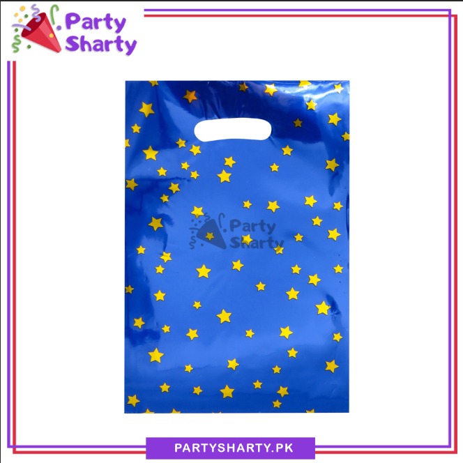 Metallic Color With Golden Star Printed Plastic Goody Bags / Loot Bags For Party Decoration and Celebration