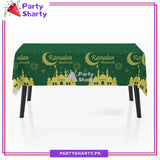 Metallic Color Ramadan Kareem Printed Plastic Table Cover (137 x 183 cm) For Ramadan & Iftar Party Decoration and Celebration