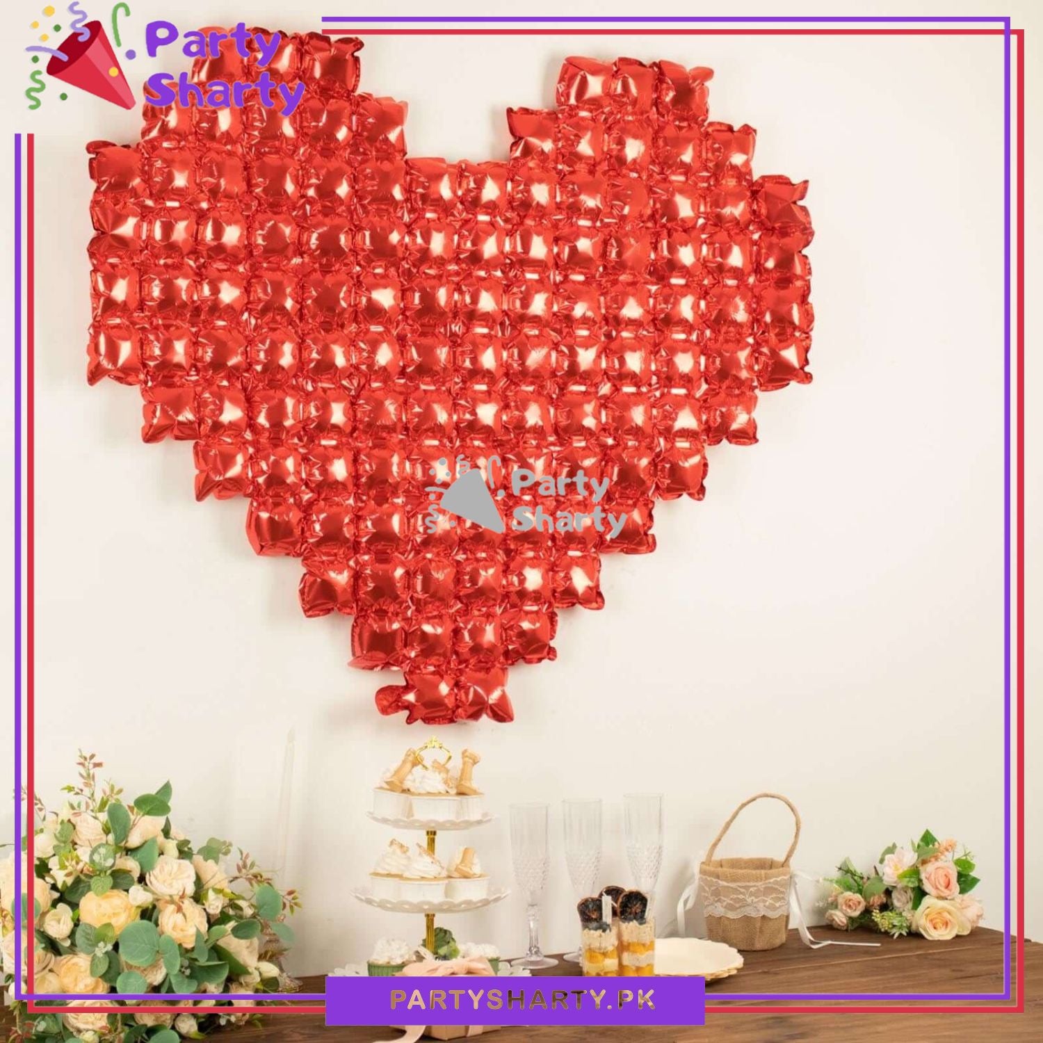 Metallic Red Large Heart Shaped Foil Backdrop Balloons For Anniversary Valentine Theme Party Decoration and Celebration