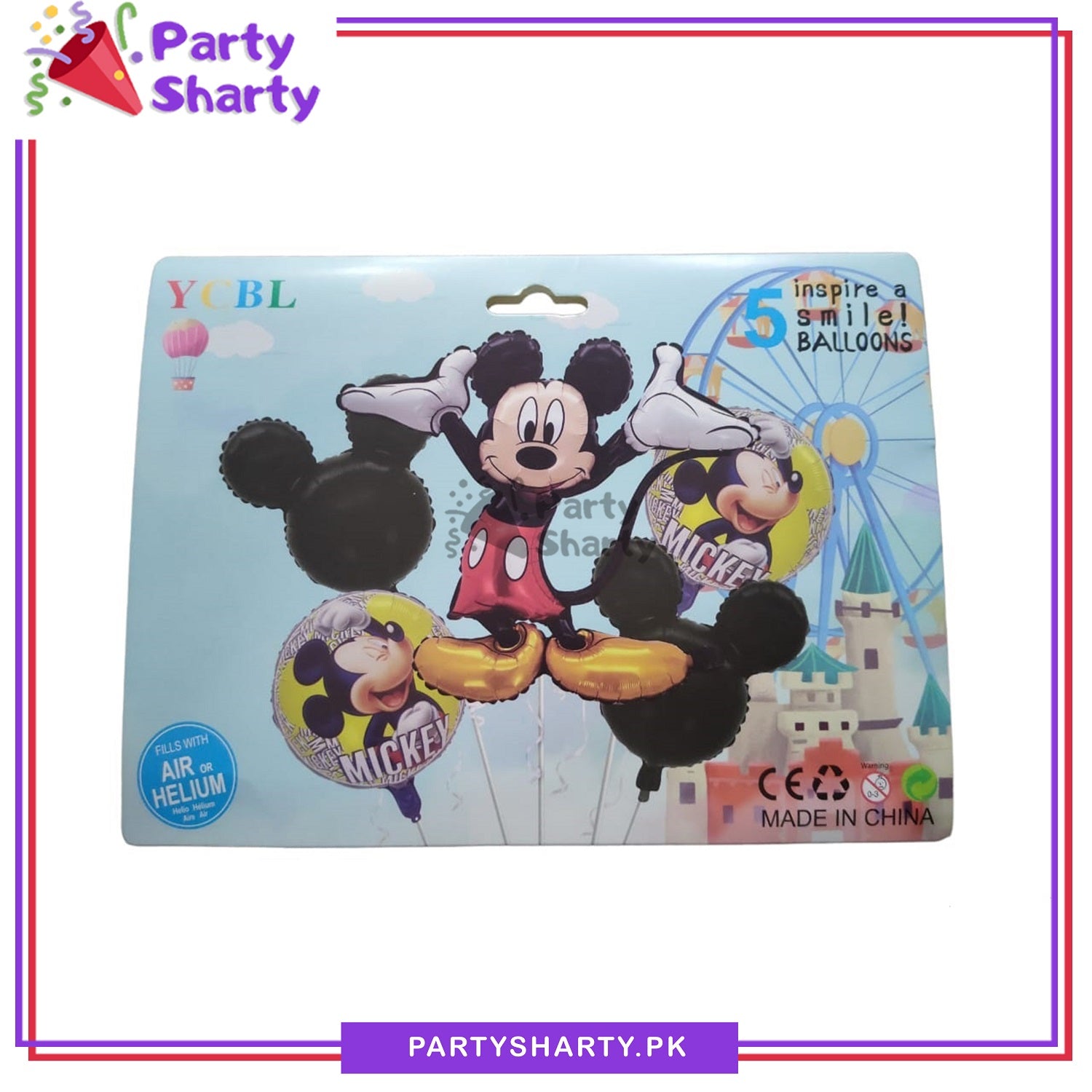 Mickey Mouse Cartoon Stylish Foil Balloon Set - 5 Pieces For Birthday Party