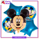 Mickey Mouse Cartoon Head Foil Balloon Set - 5 Pieces For Birthday Party