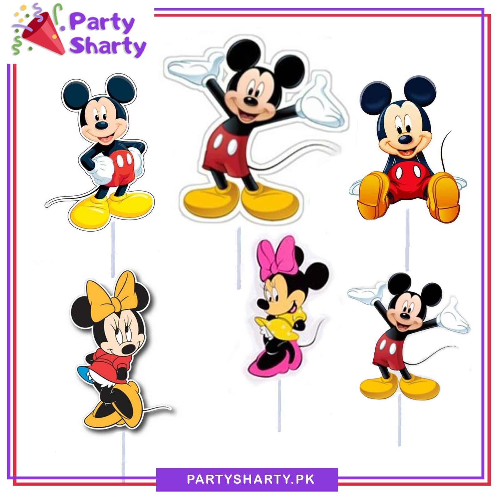 Mickey Mouse Theme Cake Topper Set of 6 for Mickey Mouse Theme Birthday Decoration & Celebration