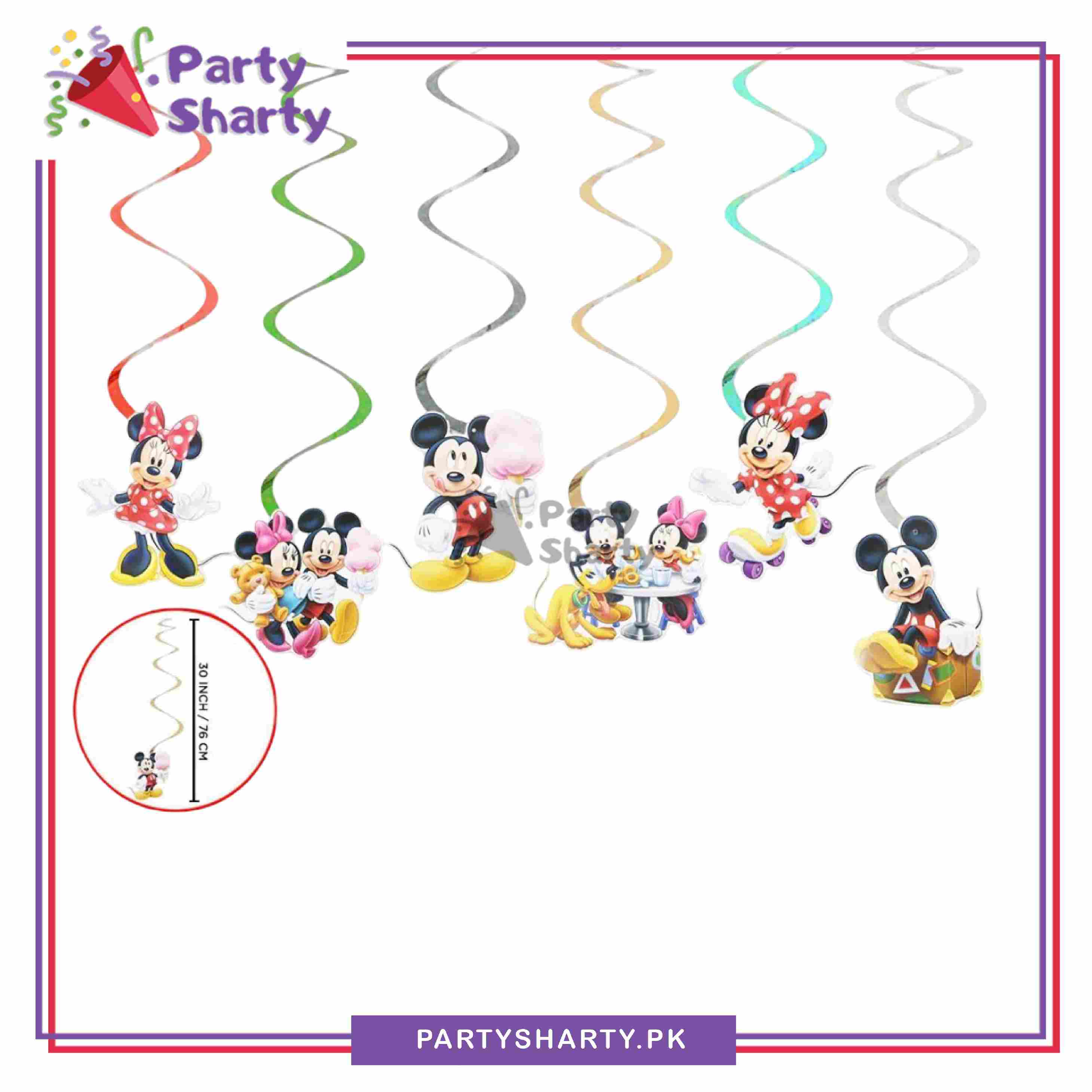 Mickey & Minnie Mouse Theme Hanging Swirls (Pack of 6) For Birthday Party and Decoration