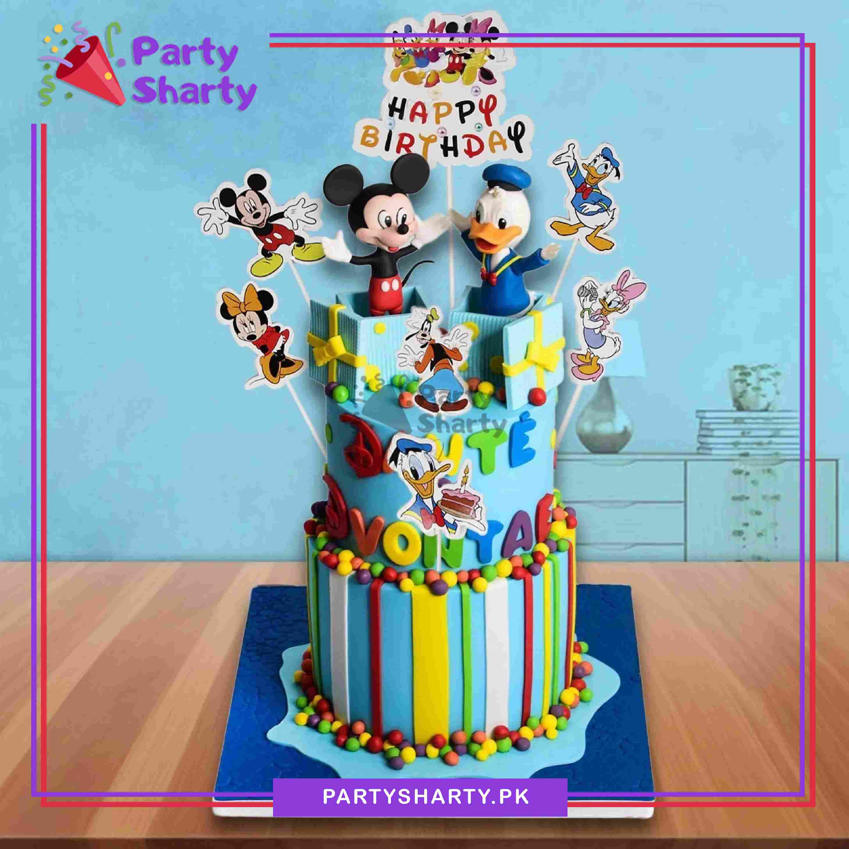 Mickey Mouse Theme Cake Topper Set of 8 for Mickey Mouse Theme Birthday Decoration and Celebration