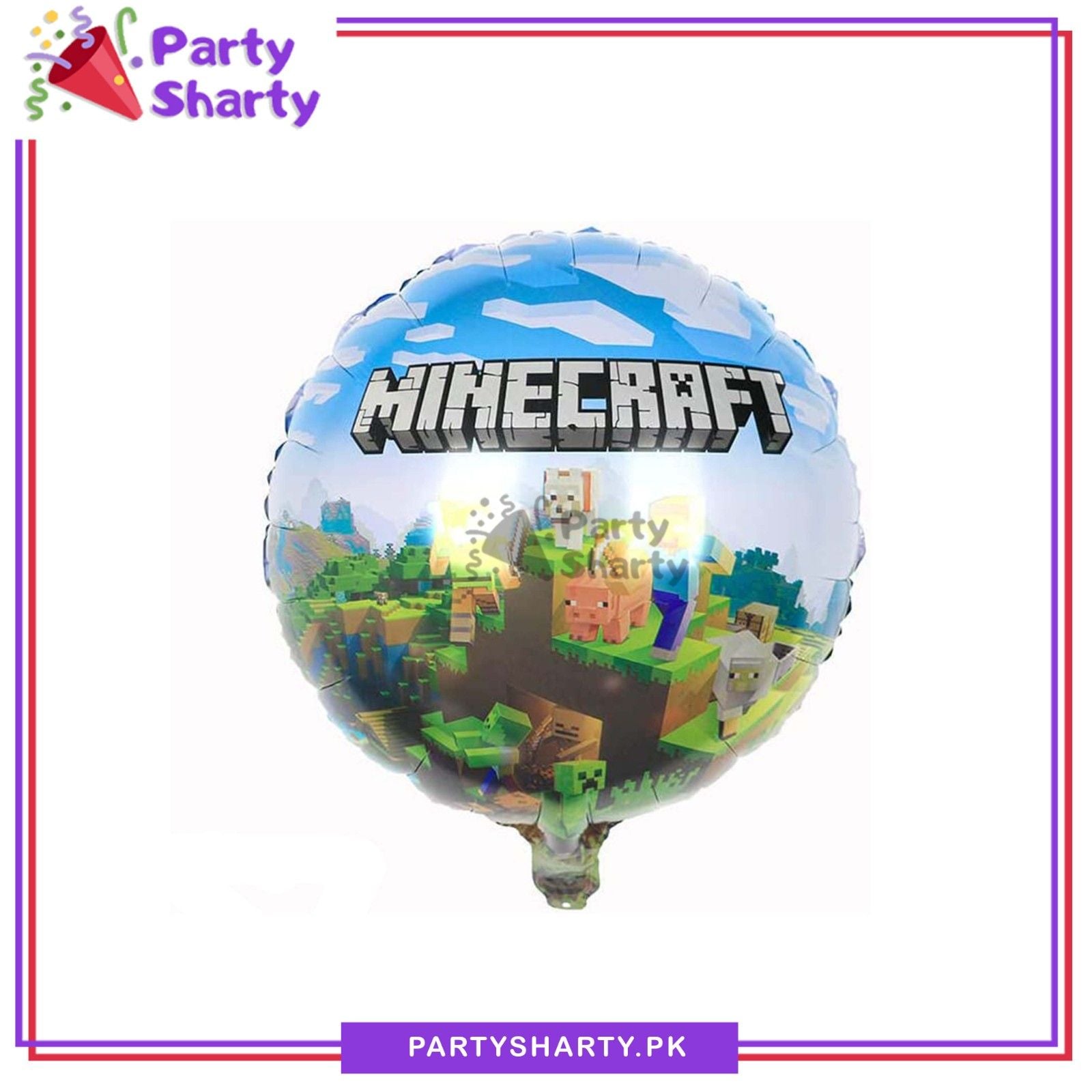Mine Craft Theme Printed Round Foil Balloon for Theme Decoration & Celebration