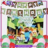 Happy Birthday Minecraft Theme Set For Theme Based Birthday Decoration & Celebration
