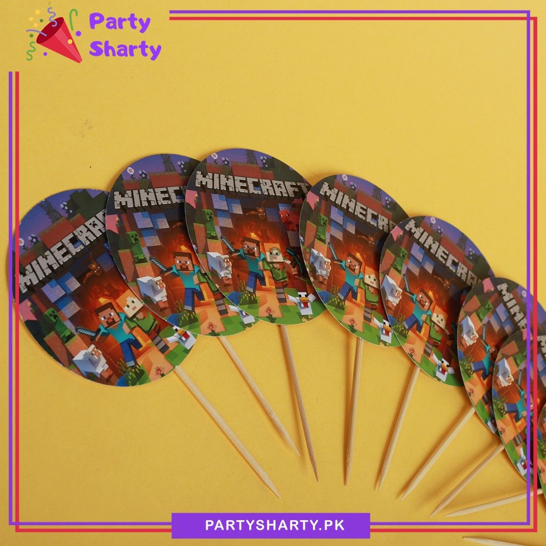 Minecraft Theme Cup Cake Toppers For Party Decoration & Celebration
