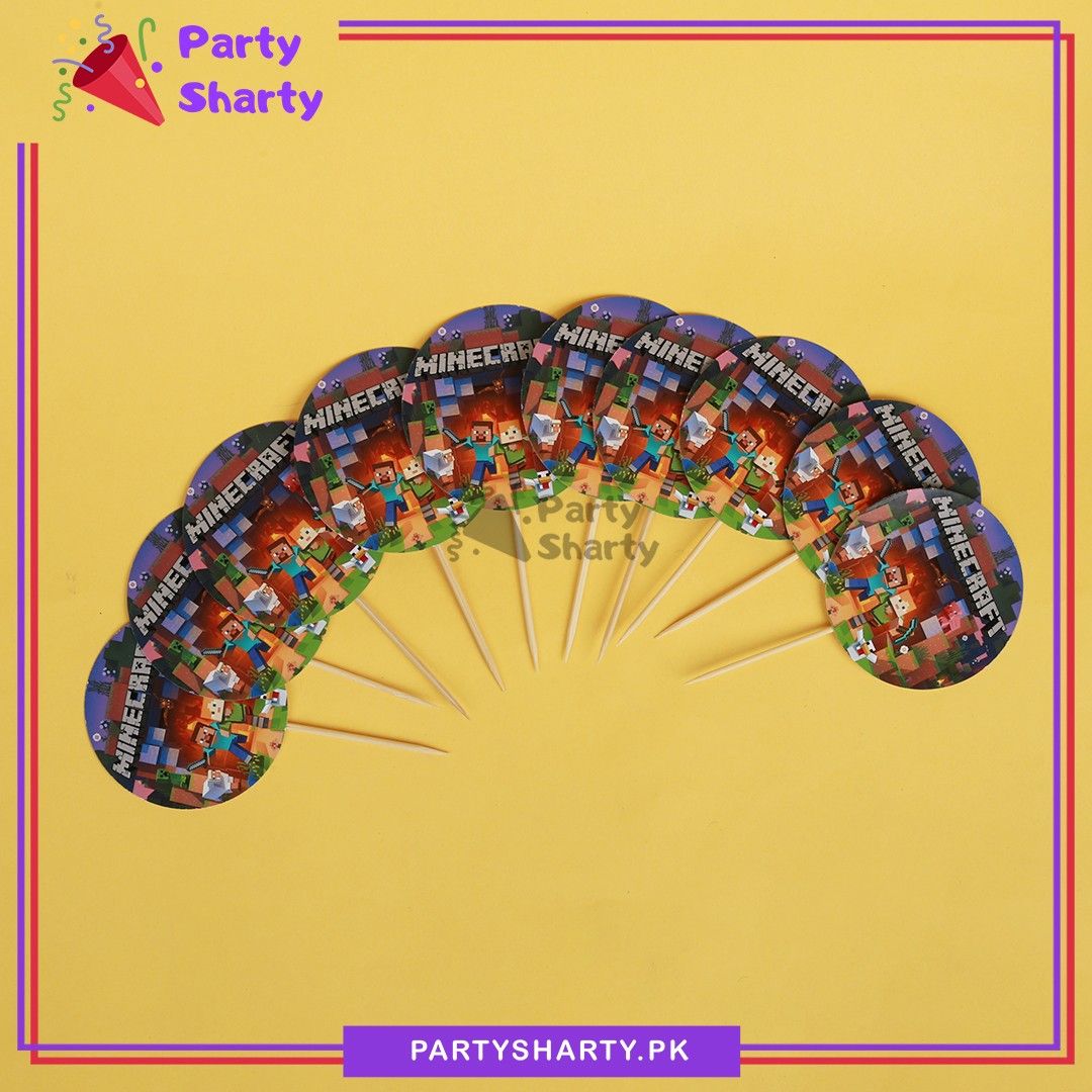 Minecraft Theme Cup Cake Toppers For Party Decoration & Celebration