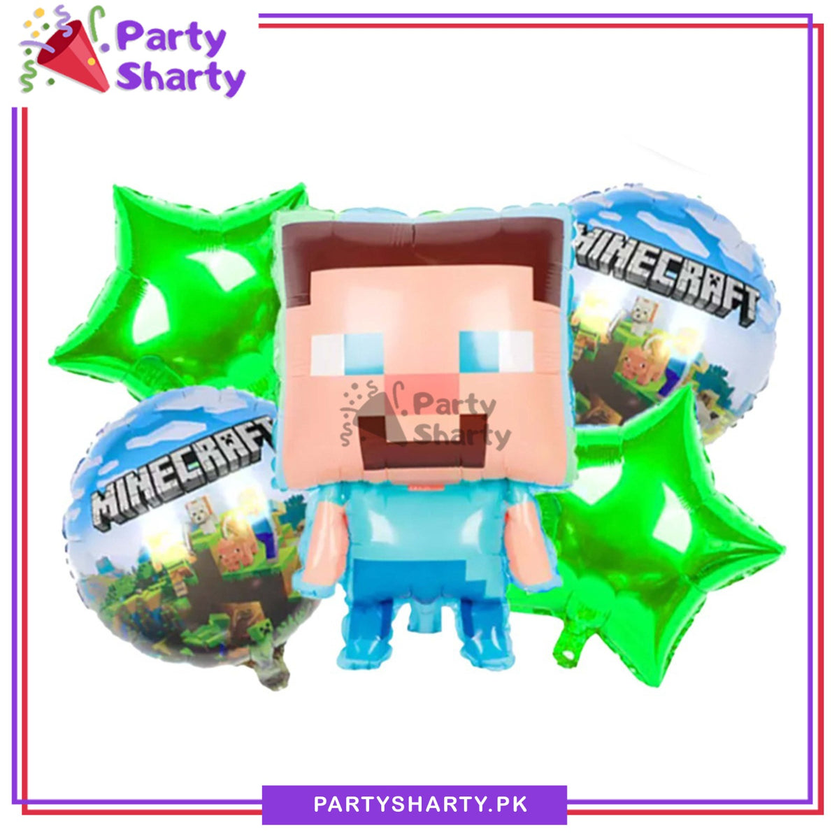 Minecraft Game Foil Balloon Set - 5 Pieces