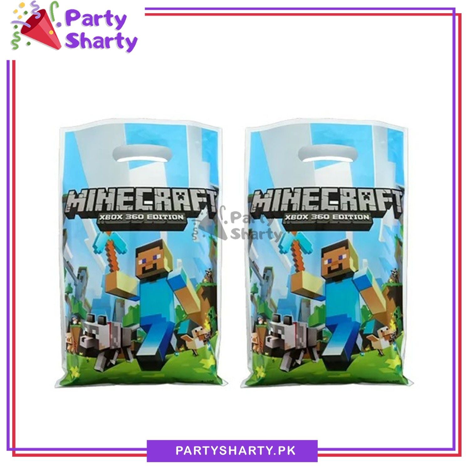 Minecraft Theme Goody Bags Pack of 10 For Theme Birthday Party Decoration and Celebration