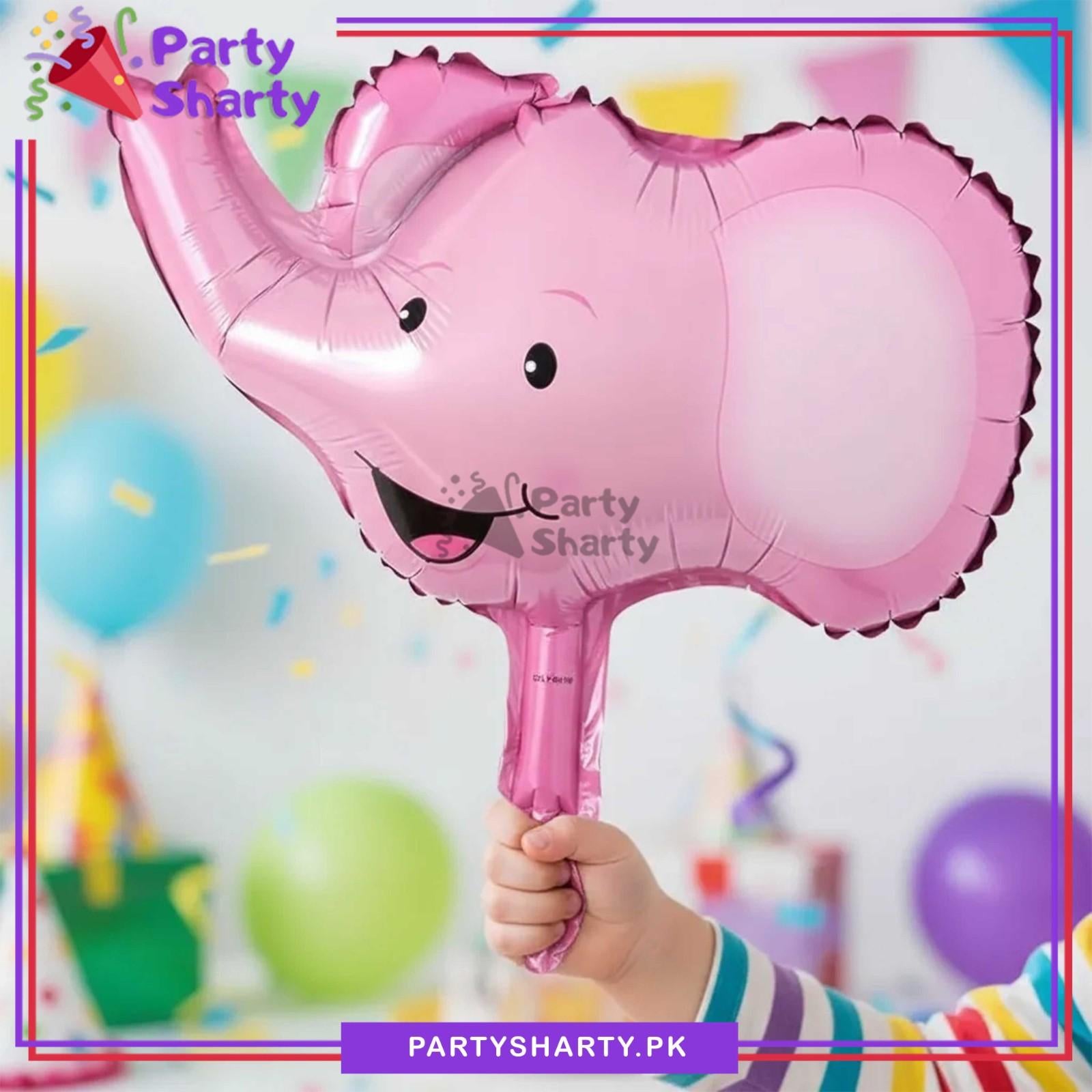 Mini Size Pink Elephant Head Foil Balloon For Jungle / Safari Theme Party Decoration