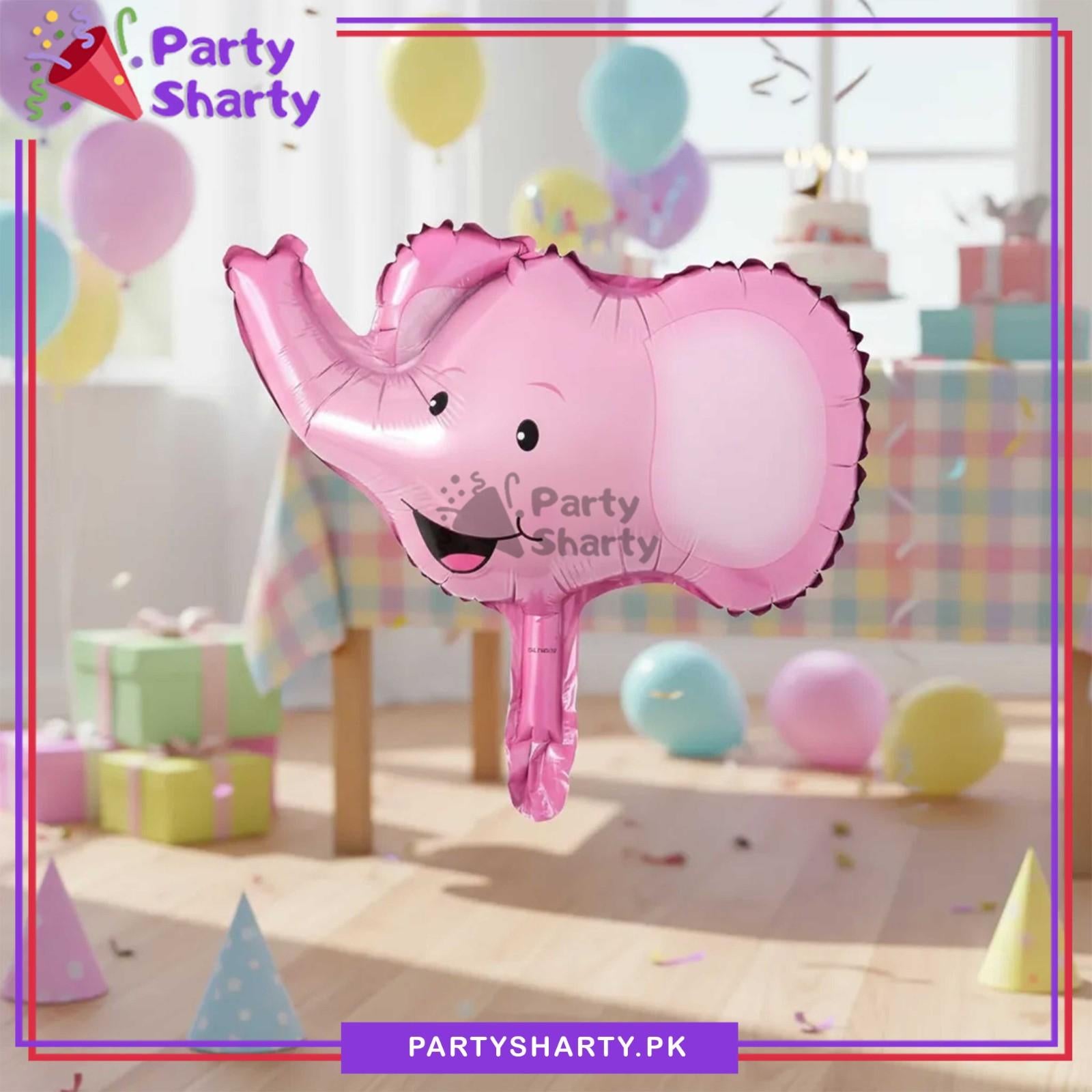 Mini Size Pink Elephant Head Foil Balloon For Jungle / Safari Theme Party Decoration