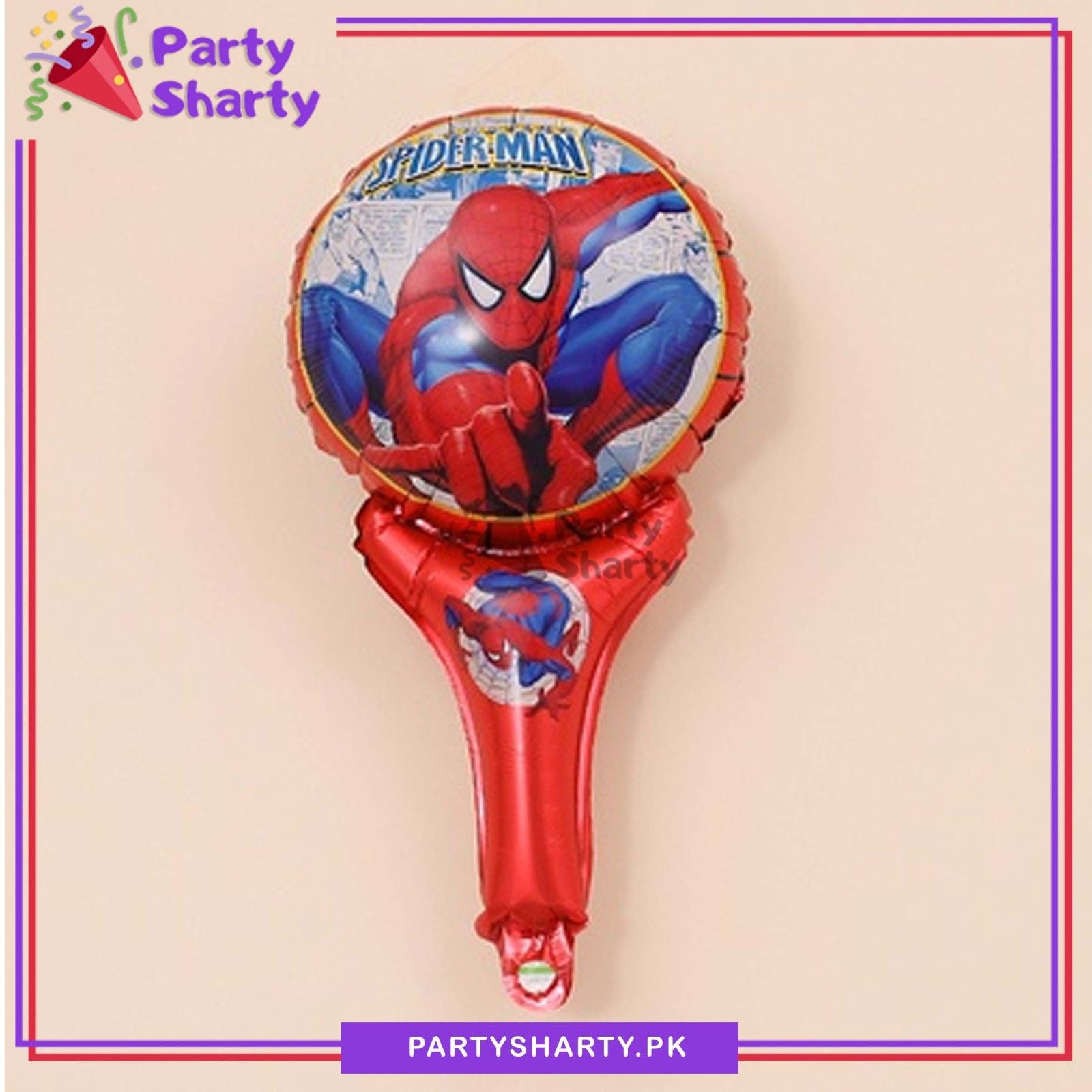 Hand Holding Spiderman Foil Balloon for Spiderman Theme Decoration