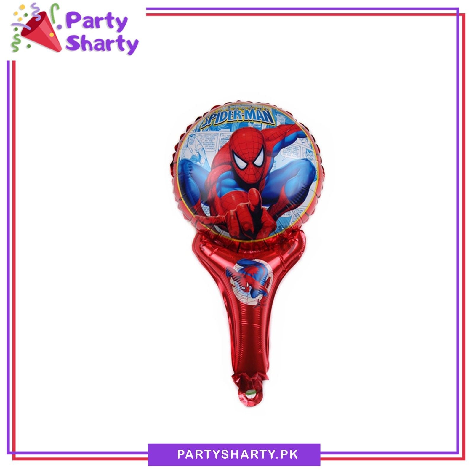 Hand Holding Spiderman Foil Balloon for Spiderman Theme Decoration