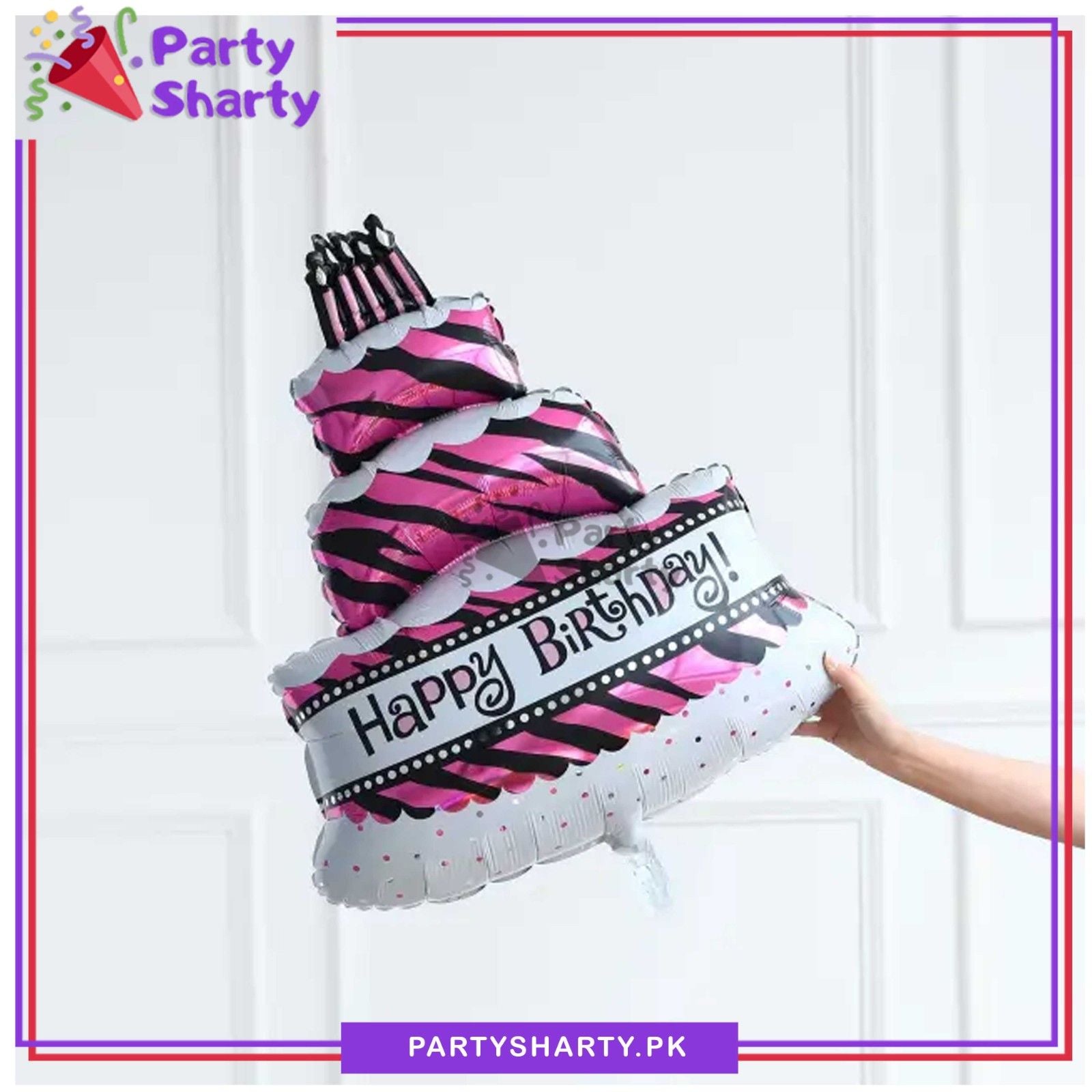 Mini Size Happy Birthday Printed Cake Shaped Foil Balloon For Birthday Party & Decoration