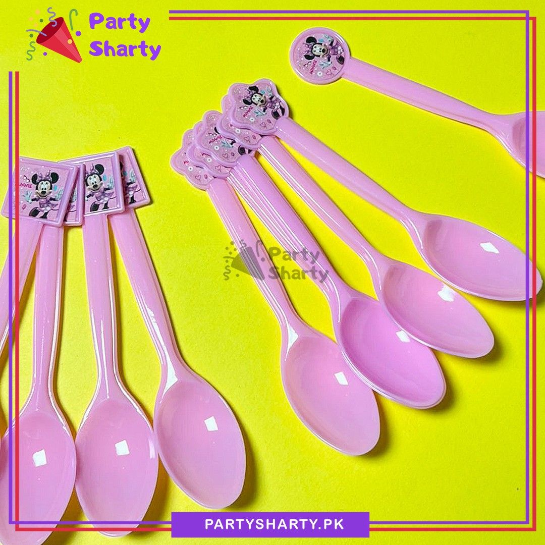 Minnie Mouse 10pcs Cutlery Set (Spoon, Fork & Knife) for Theme Birthday Table Decoration