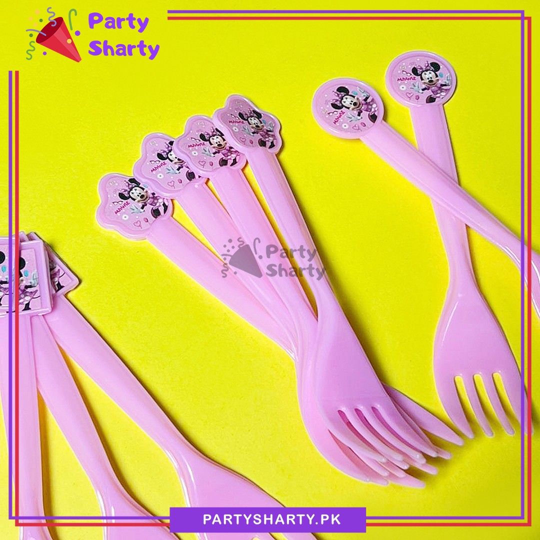 Minnie Mouse 10pcs Cutlery Set (Spoon, Fork & Knife) for Theme Birthday Table Decoration