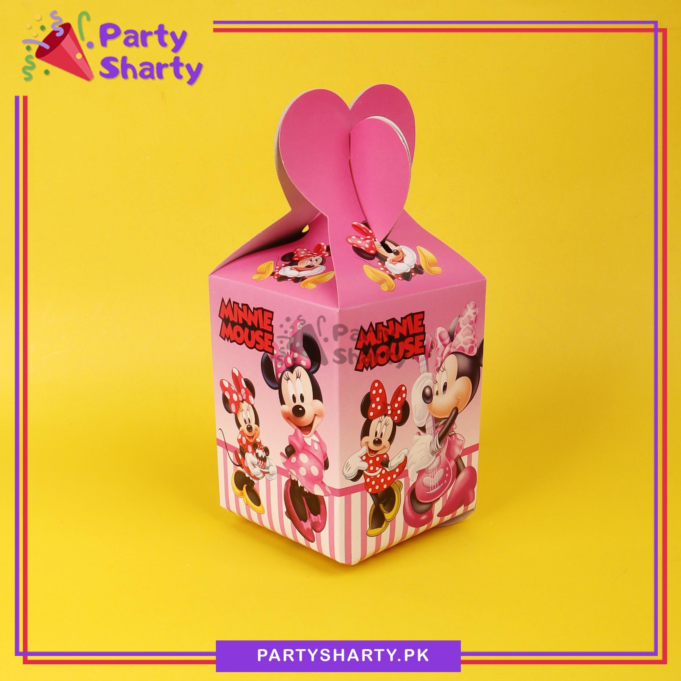 Minnie Mouse Theme Pink Goody Boxes Pack of 10 For Minnie Mouse Theme Birthday Celebration and Decoration