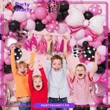 100pcs Pink & Black Color Minnie Mouse Theme Balloon Garland For Birthday Decoration and Party Celebrations
