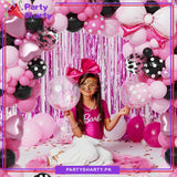 100pcs Pink & Black Color Minnie Mouse Theme Balloon Garland For Birthday Decoration and Party Celebrations