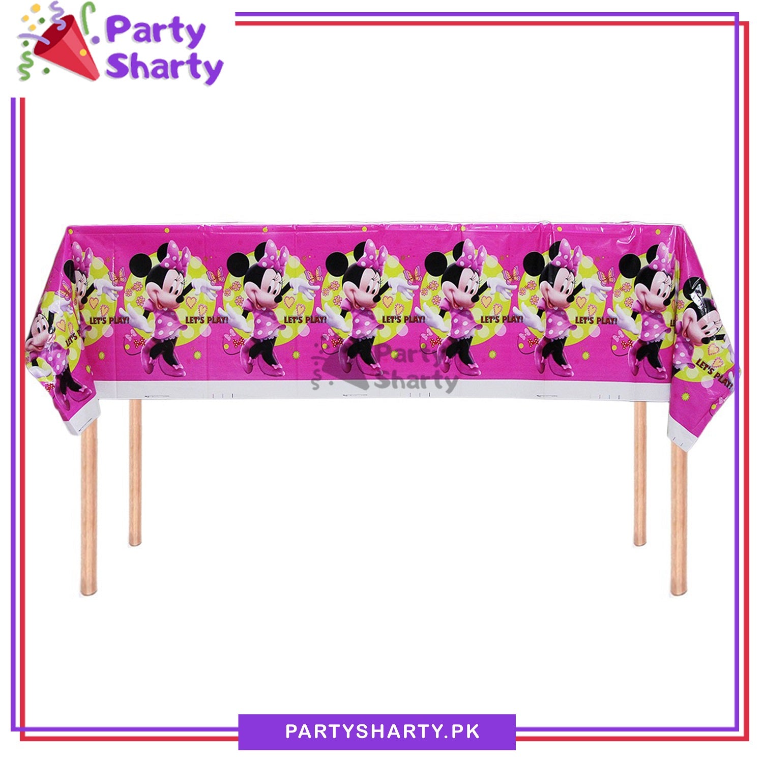 Pink Minnie Mouse Party Theme Table Cover for Birthday Party and Decoration